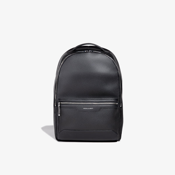 Black and Silver Leather Backpack HOOK ALBERT